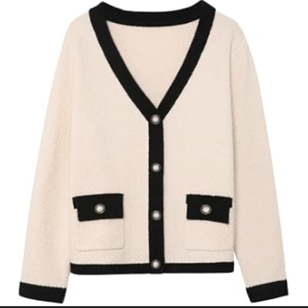 V- neck sweater - cropped cardigan